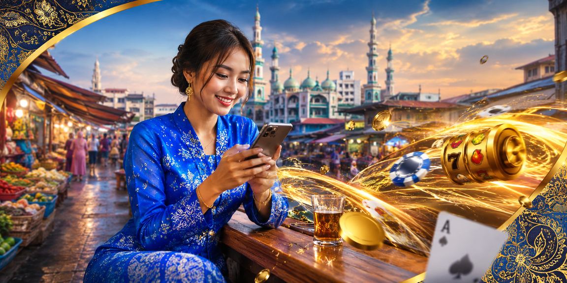 Pengguna perempuan berbaju kurung di Kota Bharu membuat deposit ke akaun bos96 dengan mudah